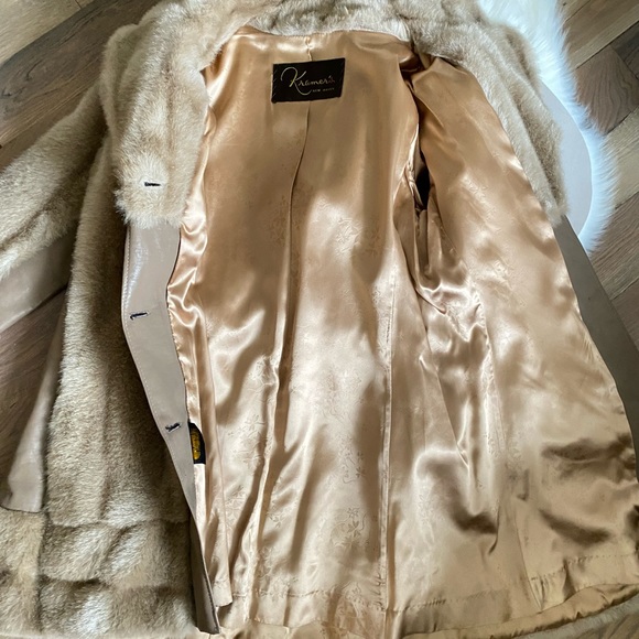Kramer New Haven Tan Fur Leather Coat Size Medium - Picture 15 of 16